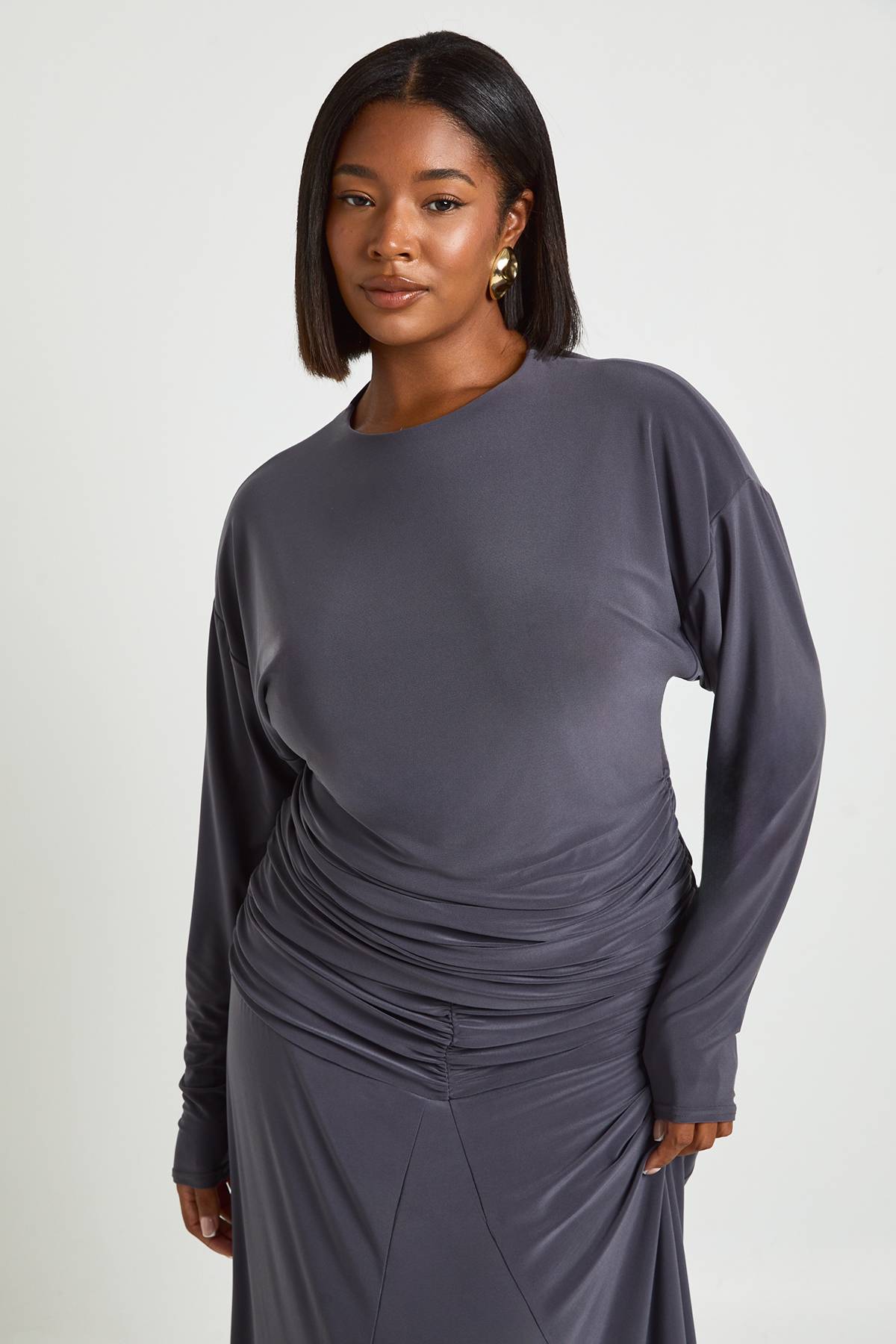 boohoo Haut Grande Taille À Manches Longues Style Blouson