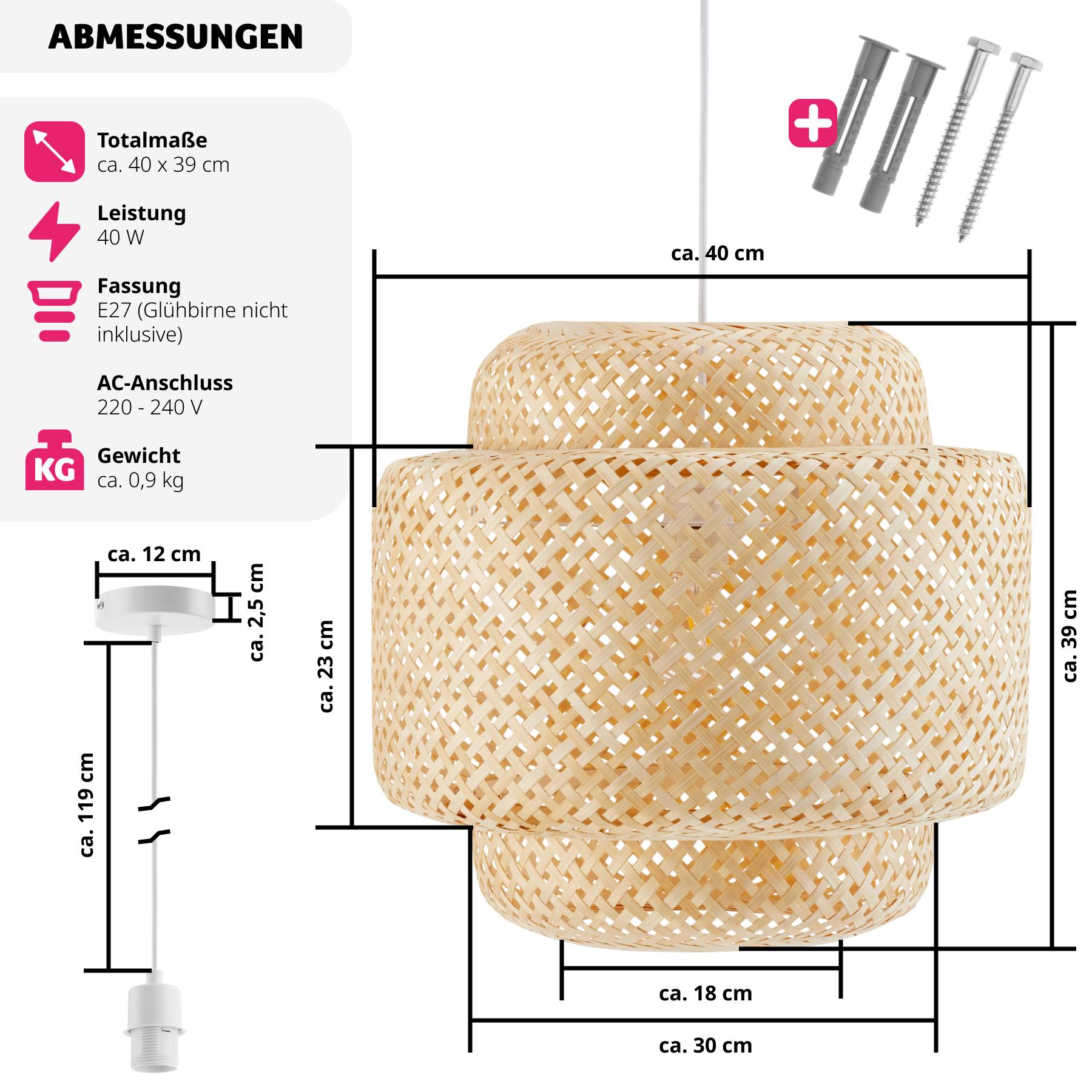 Deckenleuchte Lignea Lux aus Bambus