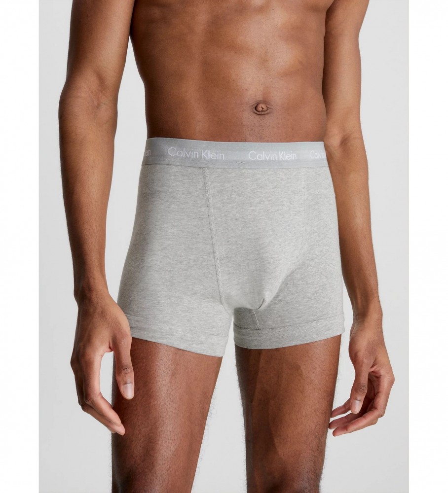 Cuecas Boxer Calvin Klein, Pacote com 3, Cinza, Algodão Stretch
