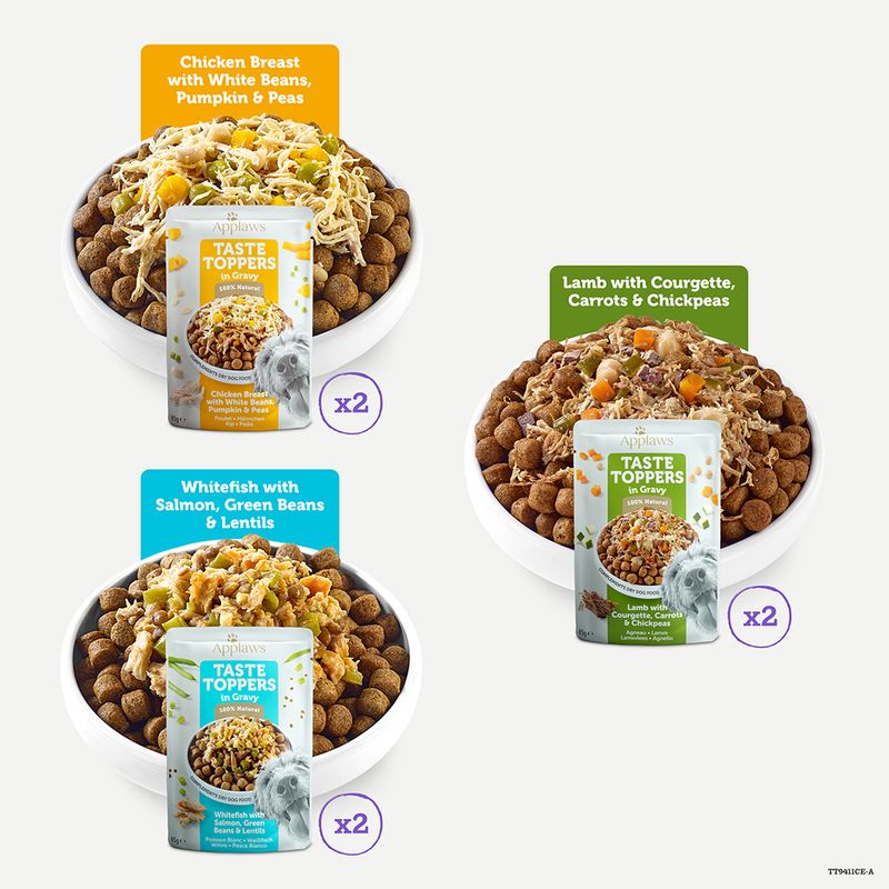 Lot mixte Applaws Taste Toppers 6 x 85 g pour chien