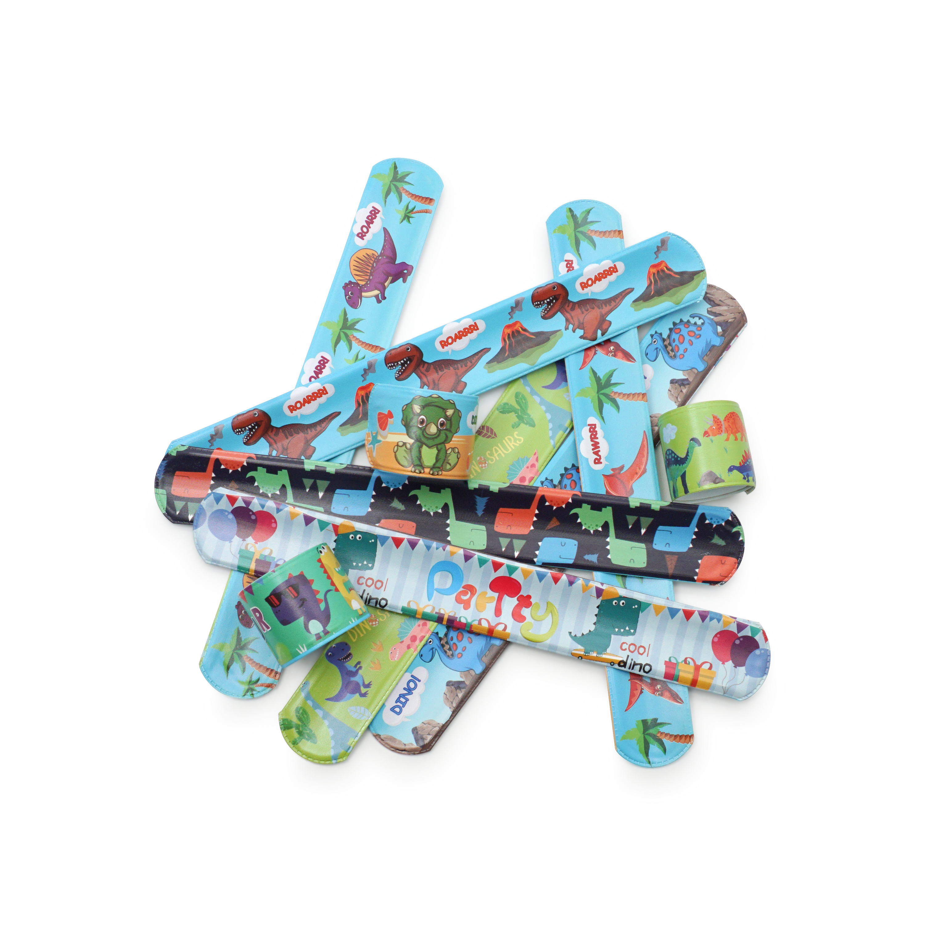 (10er Set) Party Geschenke Kinder Geburtstag Mitgebsel Snap Armband Spielzeug Mitbringsel - Dinosaurier