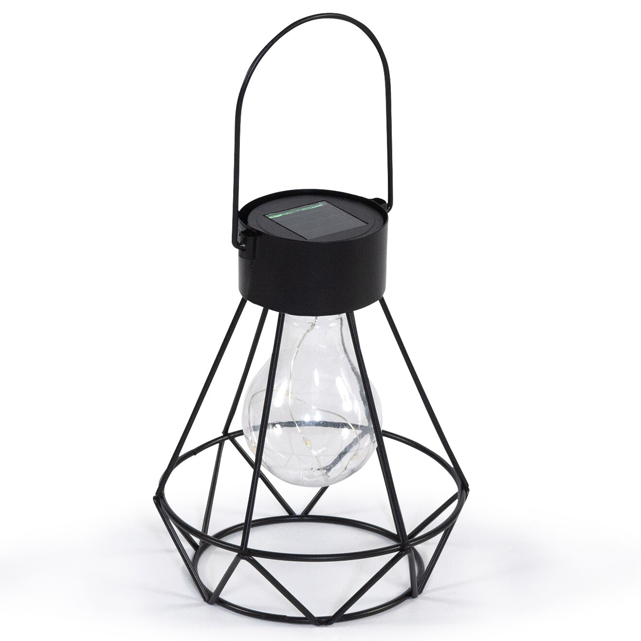 Pratik Garden Lanterne solaire géométrique noire - D.13.5xH.24 cm