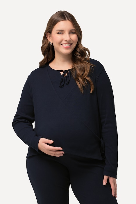 Bellieva Wickeljacke, Regular Fit, Rippjersey, V-Ausschnitt, Langarm
