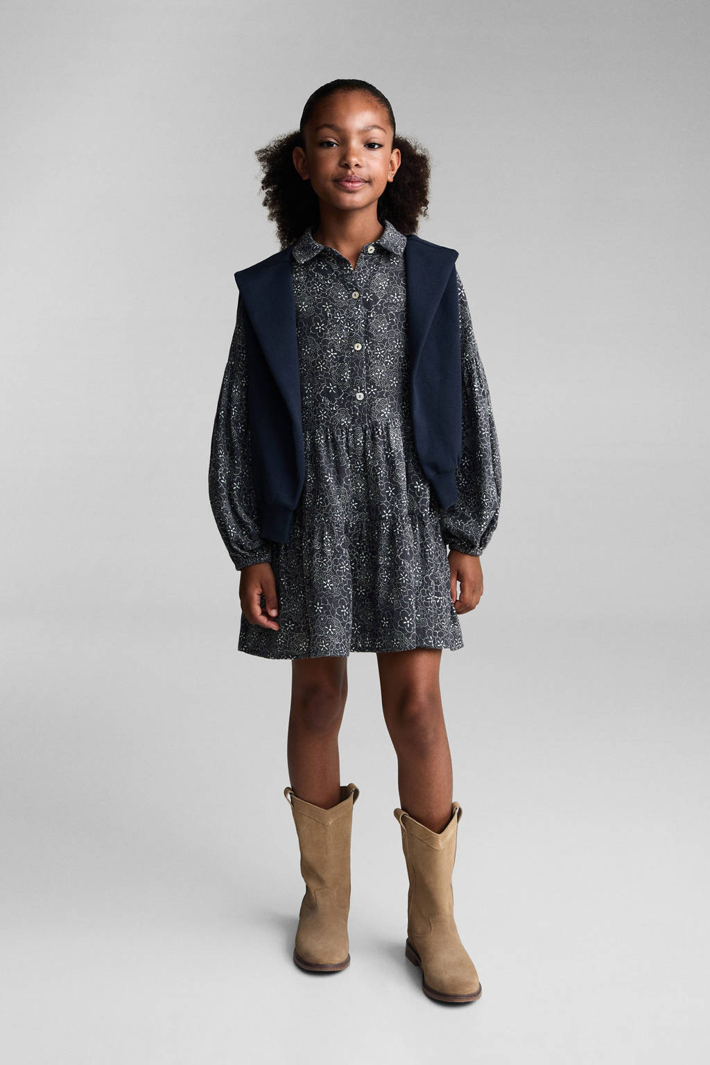Mango Kids jurk met all over print antraciet