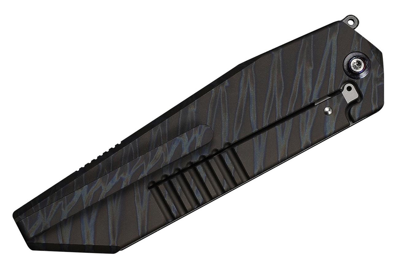 WE Knife Collinear WE22034D-3 Stonewashed Böhler M390, Tiger Stripe Pattern Flamed Titanium, zakmes