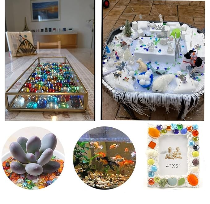 (45er Set) Ø2cm Glas Bastel Steine DIY Glasperlen Muggelsteine Party Tisch Deko für Home / Garten / Aquarium - Assortiert