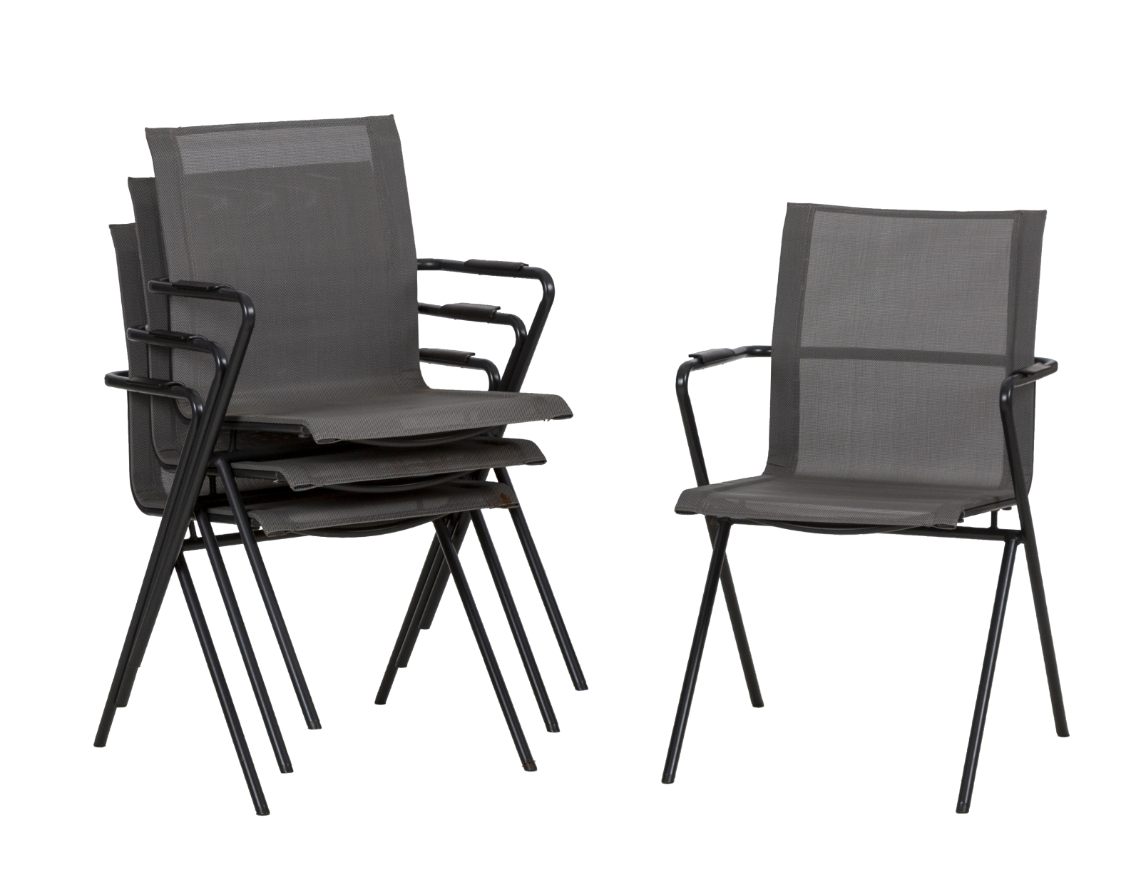 4-teiliges Gartenstuhl-Set - anthrazit - stapelbar - 55x83 cm
