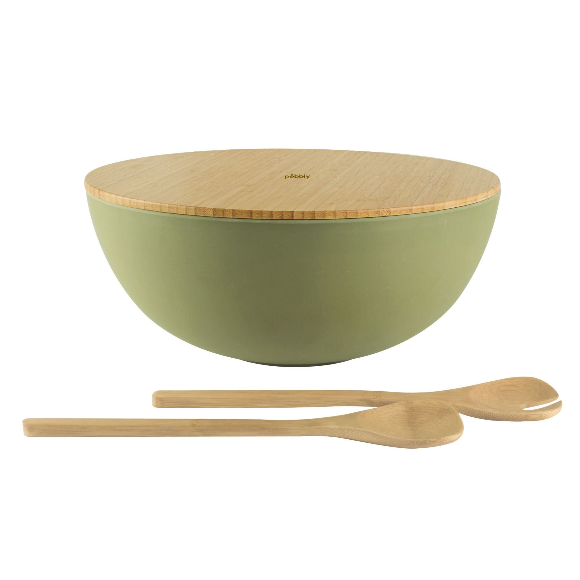 Pebbly - Saladekom XL met Deksel en Saladebestek Giftbox