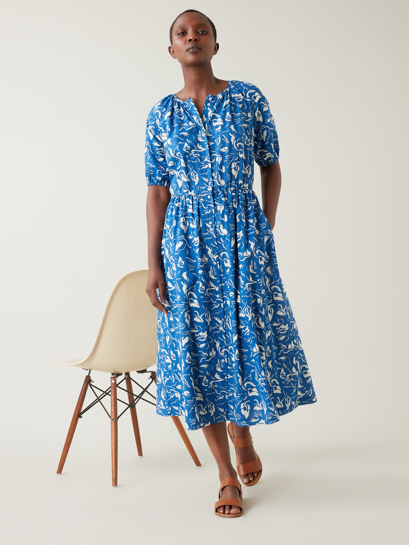 Robe mi-longue femme imprimé Iris