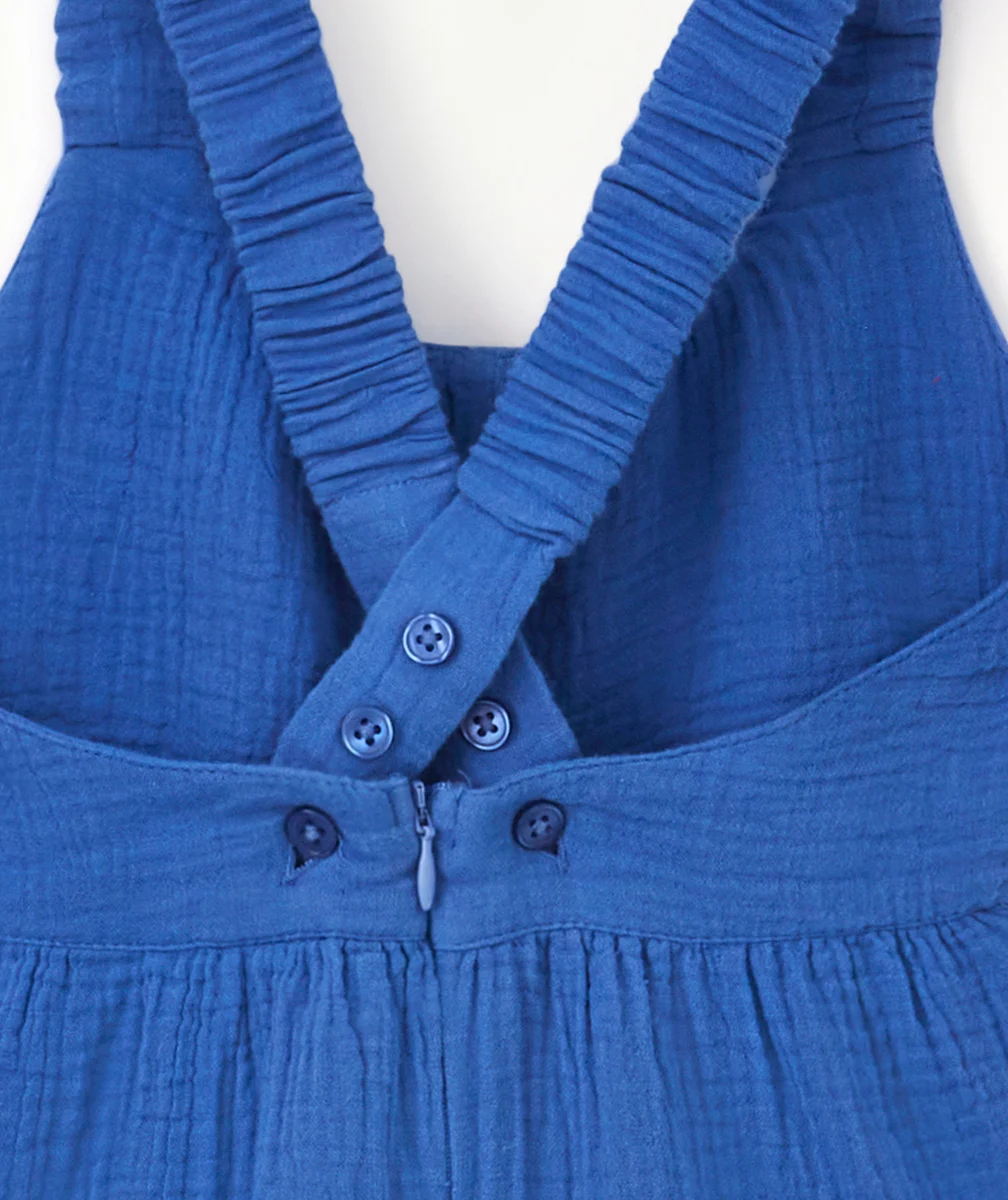 COMBIPANTALON ÉVOLUTIVE FILLE BLEUE EN GAZE DE COTON