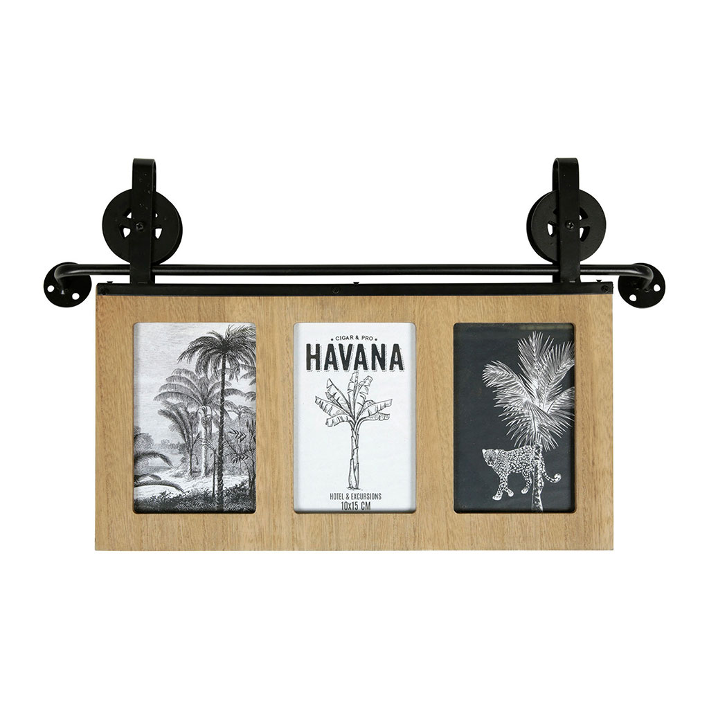 Pèle mêle style industriel HAVANA à 3 vues 48.5x28x4cm