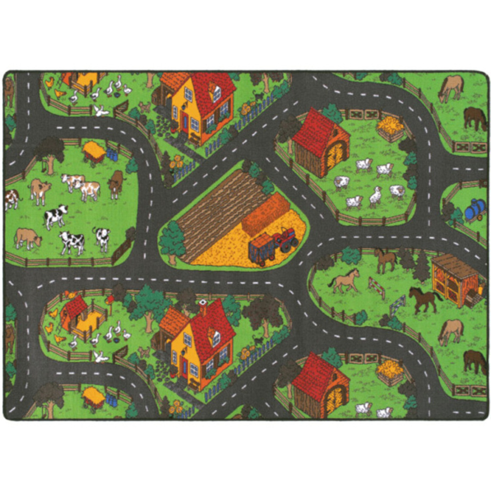 Tapis de jeu enfant - circuit voiture - campagne - 120 x 170 cm
