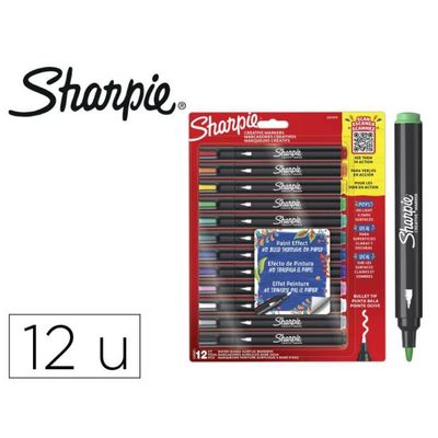 Sharpie - Pack de 12 marqueurs - pointe ogive - couleurs assorties