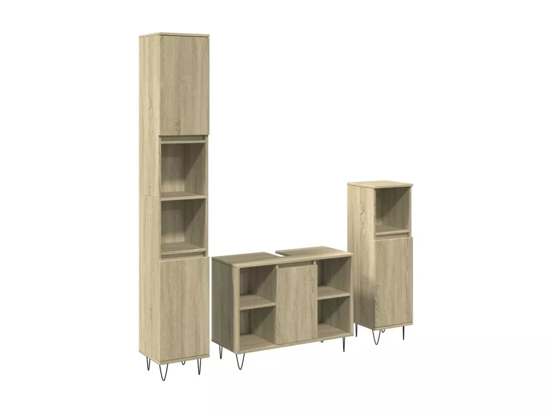 Ensemble de meubles de salle de bain 3 pcs chêne sonoma
