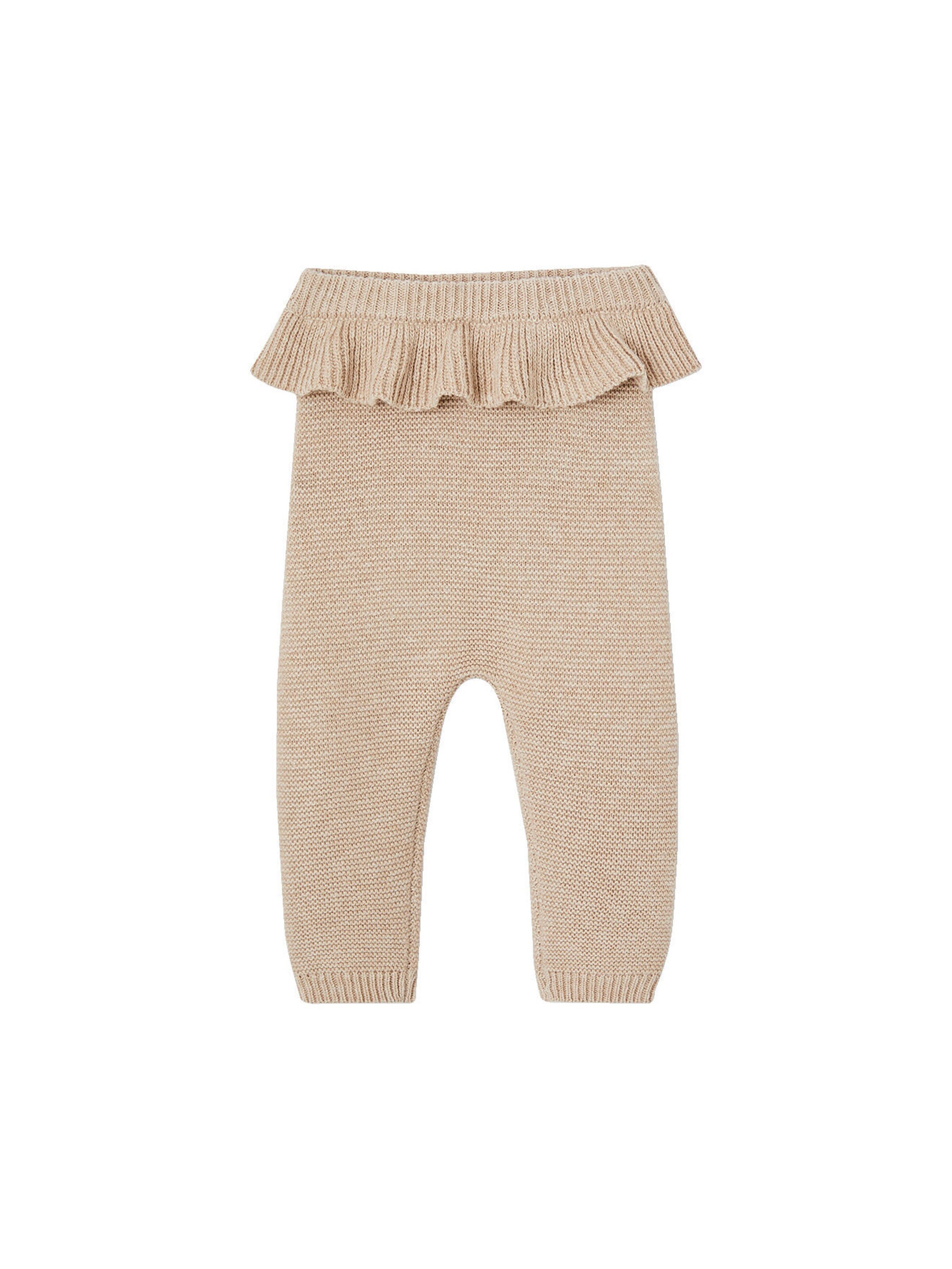 Vertbaudet Baby Strickhose mit Volant beige meliert