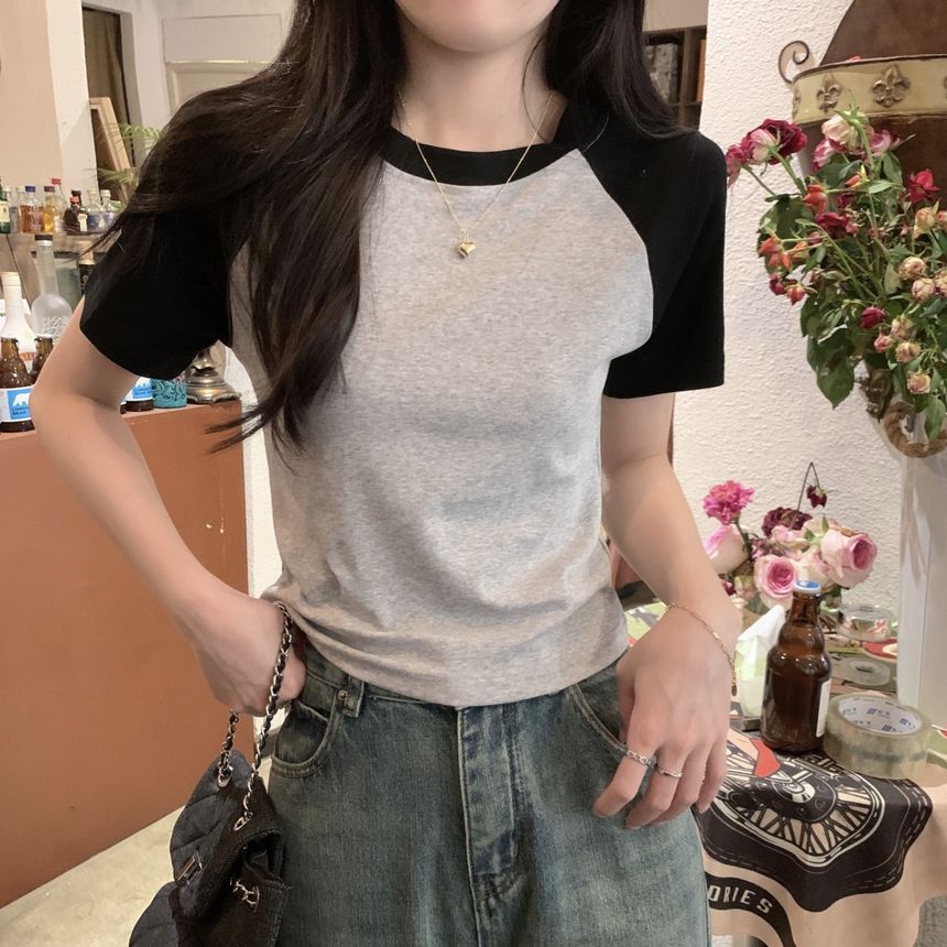 Shinsei - T-shirt met korte mouwen en ronde hals en raglanmouwen