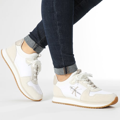 Baskets Femme Runner Sock Lace Up 0840 Bright White Creamy White Eggshell