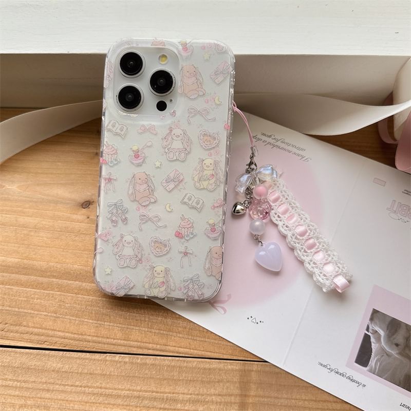 Elliure - Konijnenhoesje / Charm / Set - iPhone 16 Pro Max / 16 Pro / 16 Plus / 16 / 15 Pro Max / 15 Pro / 15 Plus / 15 / 14 Pro Max / 14 Pro / 14 Plus / 14 / 13 Pro Max / 13 Pro / 13