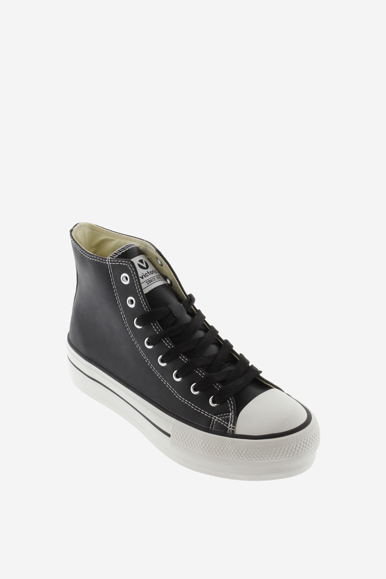 Bota de cano alto com efeito de couro