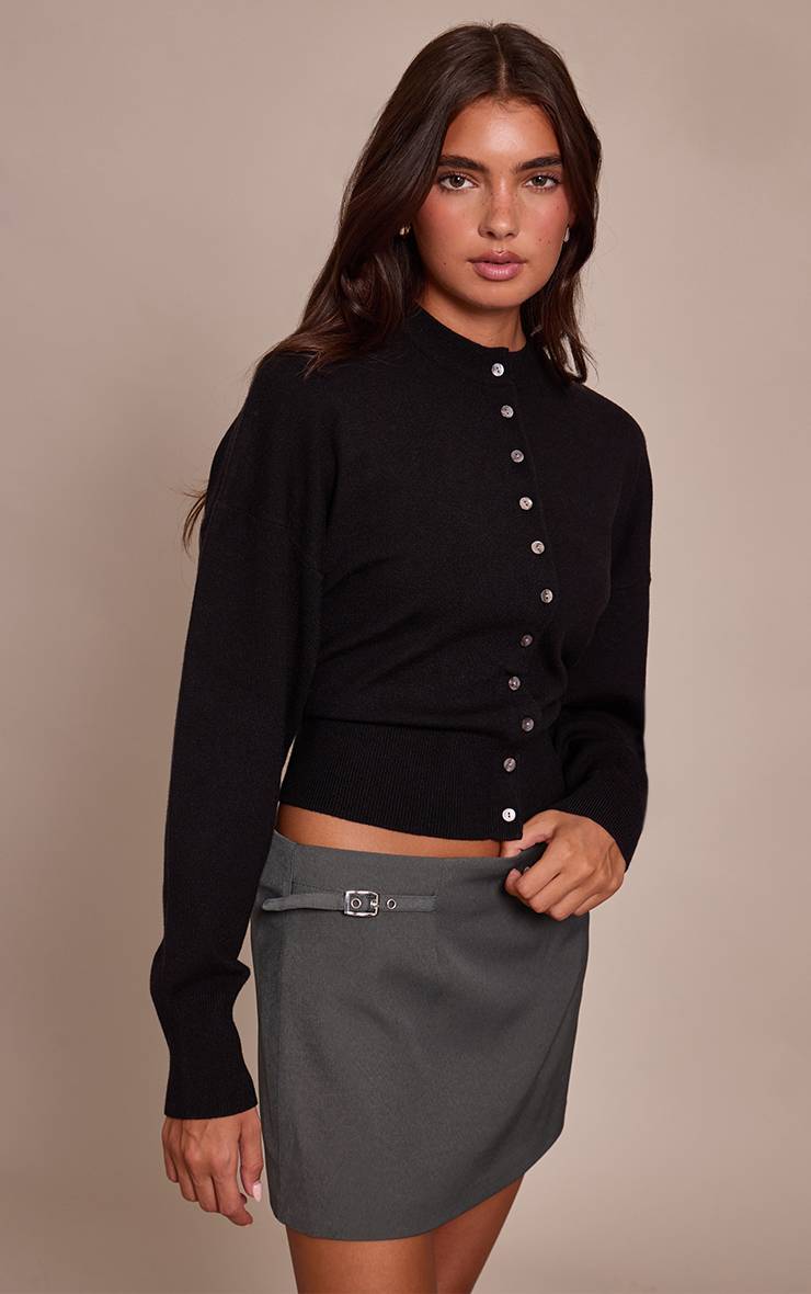 Noir Cardigan Tricoté Compact