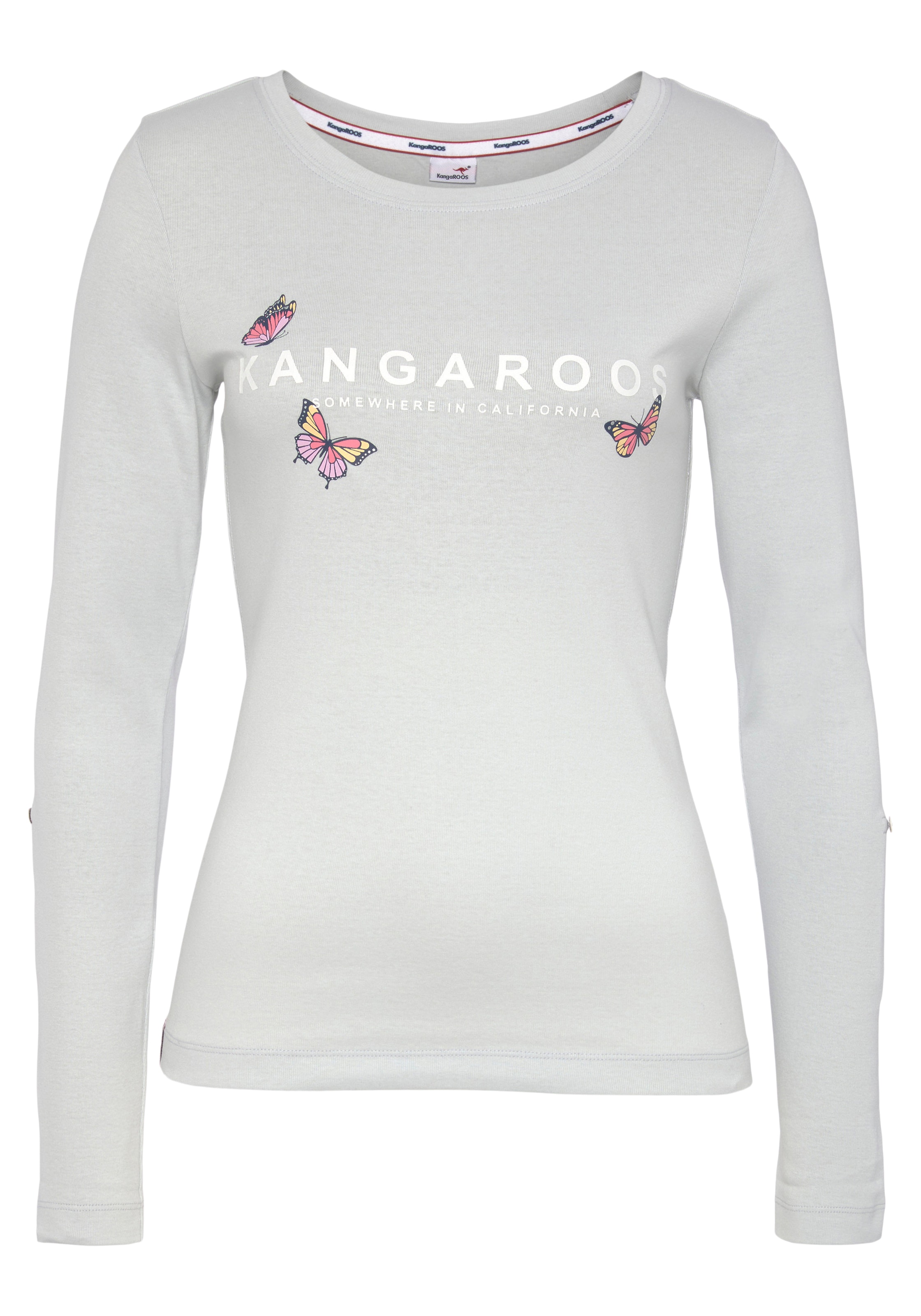 KangaROOS Langarmshirt , krempelbare Ärmel,  sehr figurbetonter Schnitt