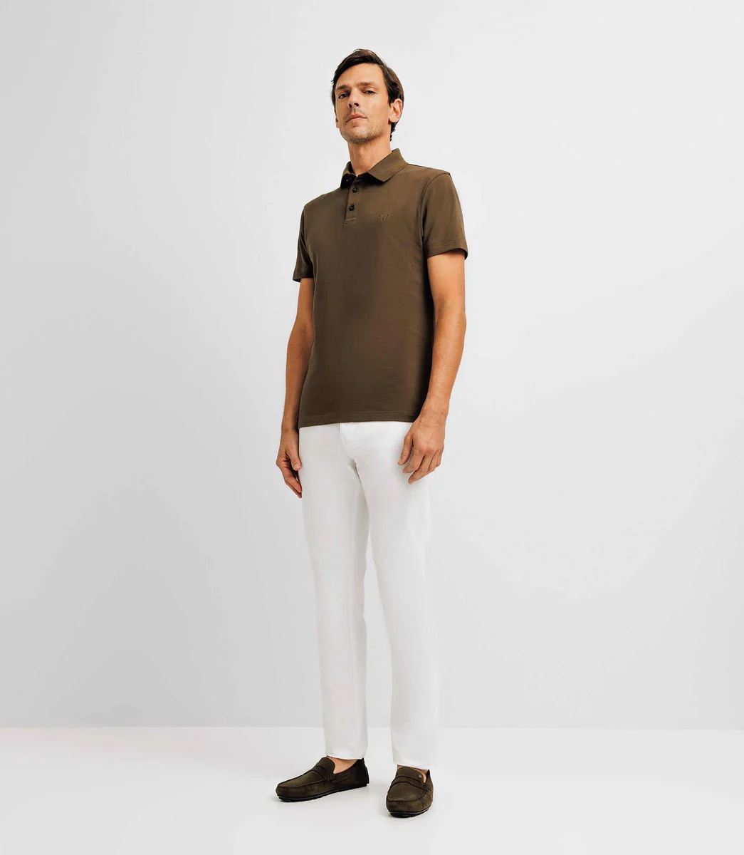 Polo avec broderie kaki