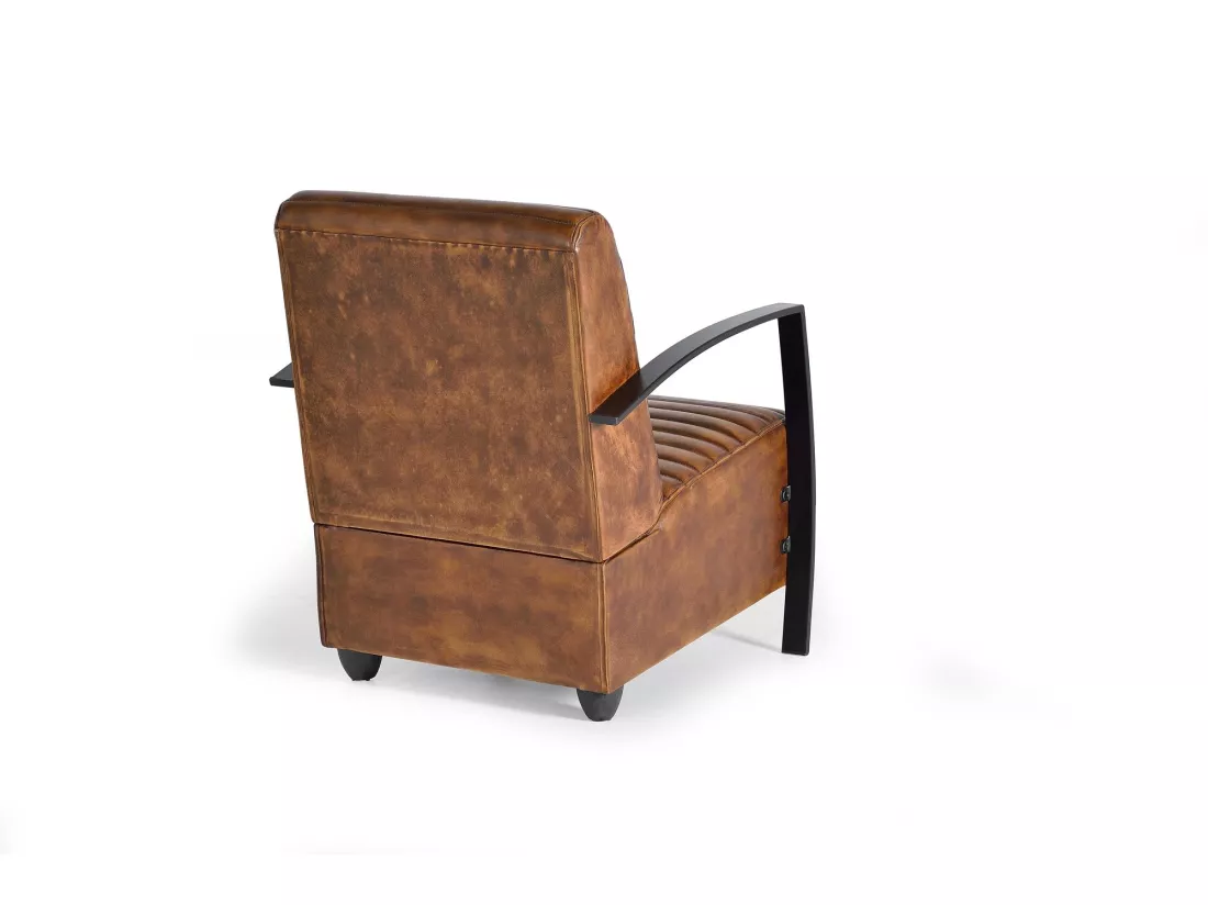 FAUTEUIL EN CUIR MARRON Marrón.Giner y Colomer.82x82x75