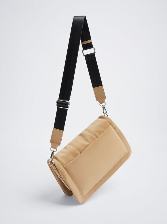 Bolsa de ombro acolchoada - Camel
