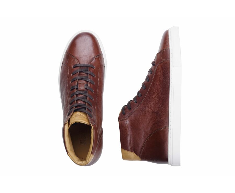 Sneakers montantes homme Chocolat Patiné - THORNLEA