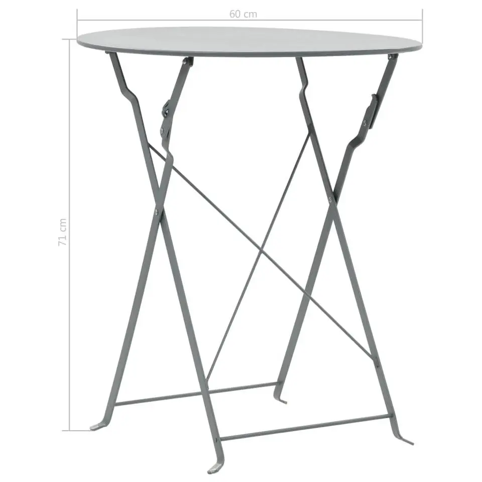 vidaXL - Bistroset - Grijs - Staal - 3 stuks