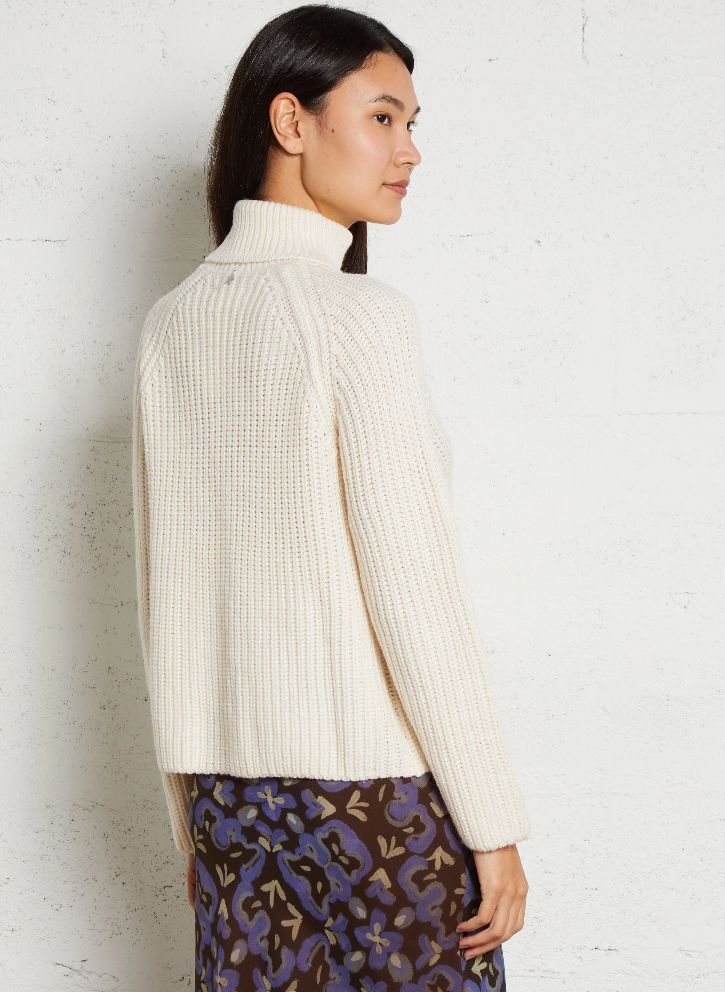 MADINIA - Pull col roulé en laine mélangée | Blanc