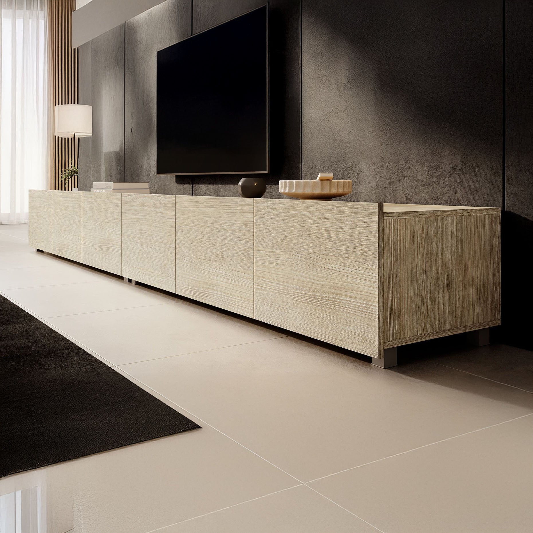 Calabas - TV-Meubel met 6 deuren - Eiken - 300x43x37 cm