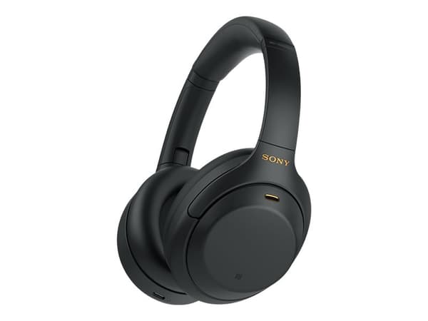 Sony WH-1000XM4 - Hodetelefoner med mikrofon - full størrelse - Bluetooth - trådløs, kablet - NFC - aktiv støydemping - 3,5 mm jakk - svart