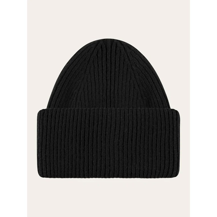 KnowledgeCotton Apparel Big Rib Beanie Black Jet