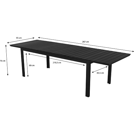 Lakewood udtræksbord 95 x 230/287 cm. Sort