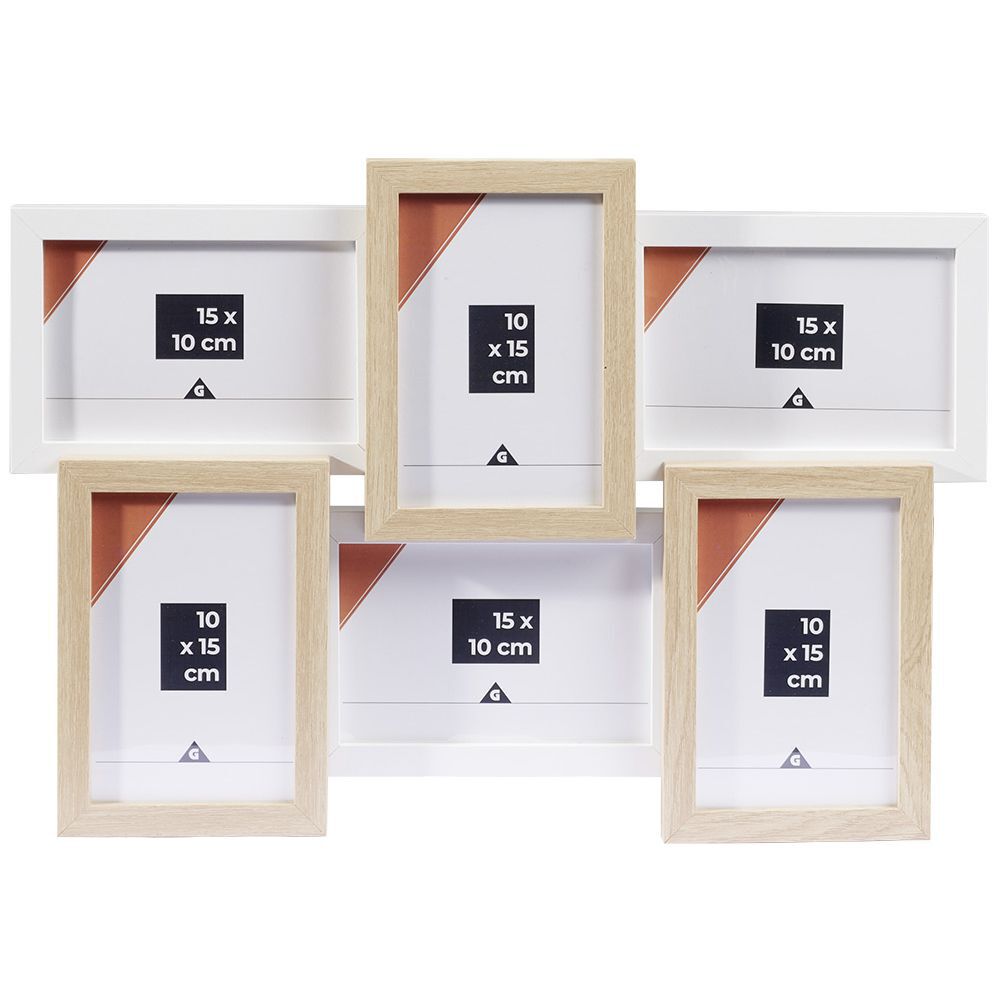 Pêle mêle 6 vues cadre bois beige