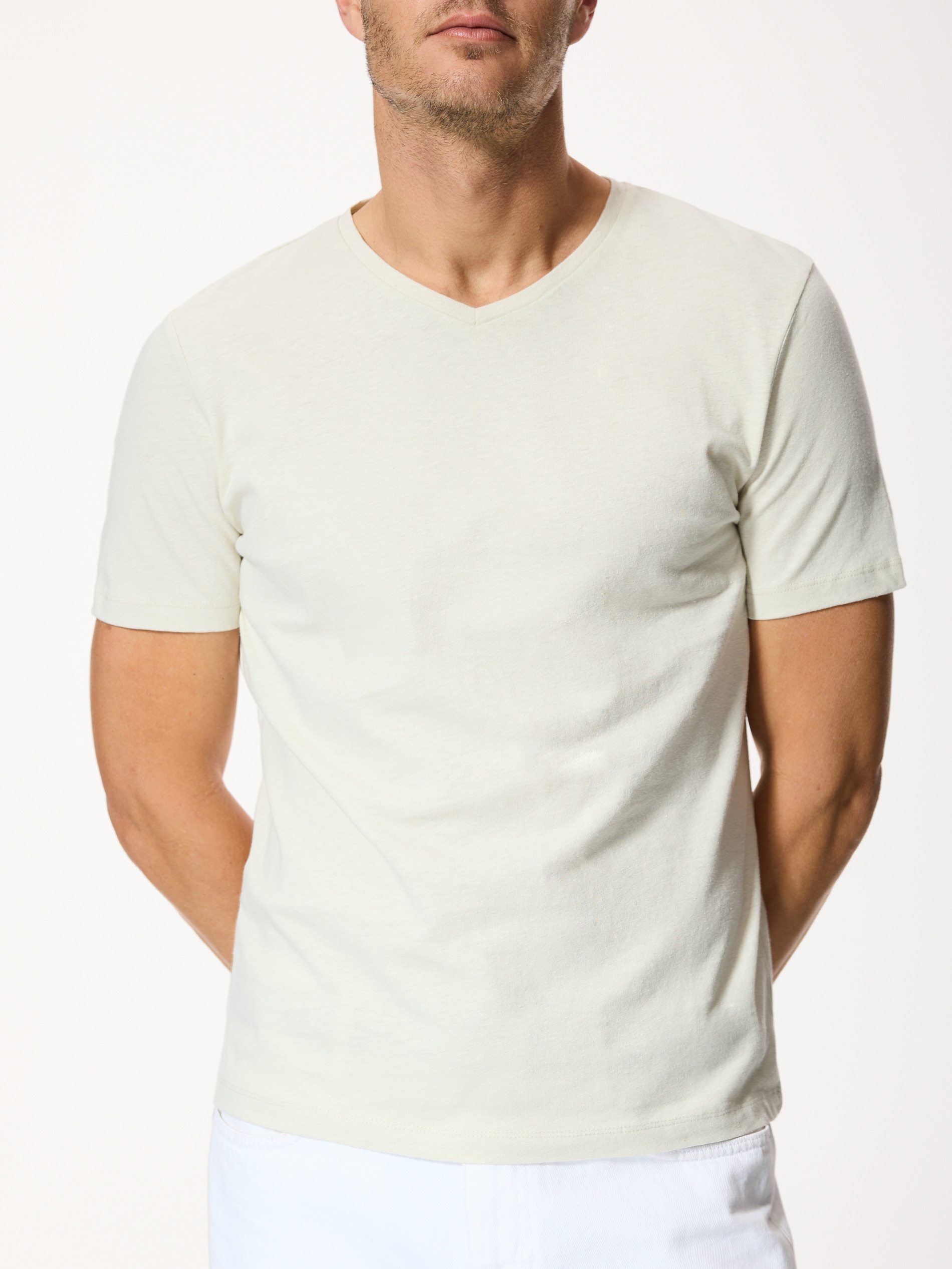T-Shirt im Regular-Fit mit Leinengemisch