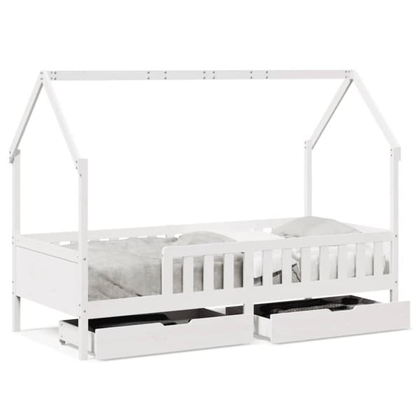 vidaXL Barnesengeramme med skuffer svart 90x200 cm heltre furu