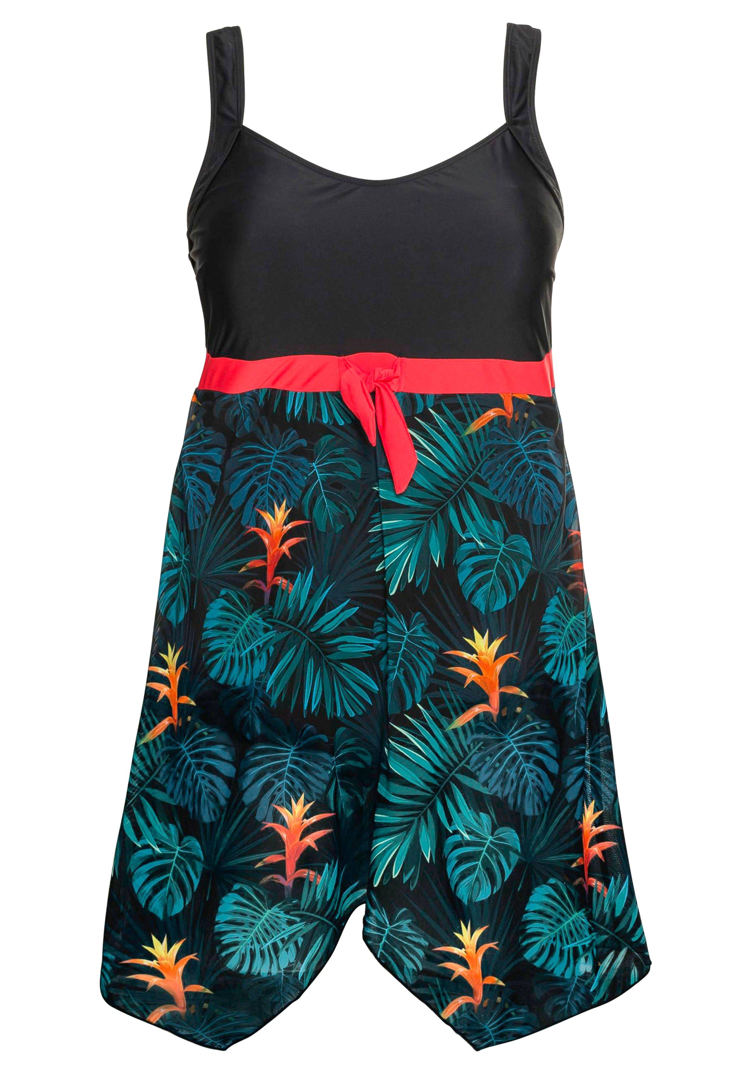 Badekleid mit Rock aus Mesh, mit Shaping-Effekt