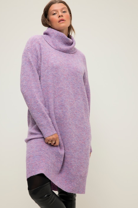 Strick-Minikleid, oversized, Rollkragen, Langarm