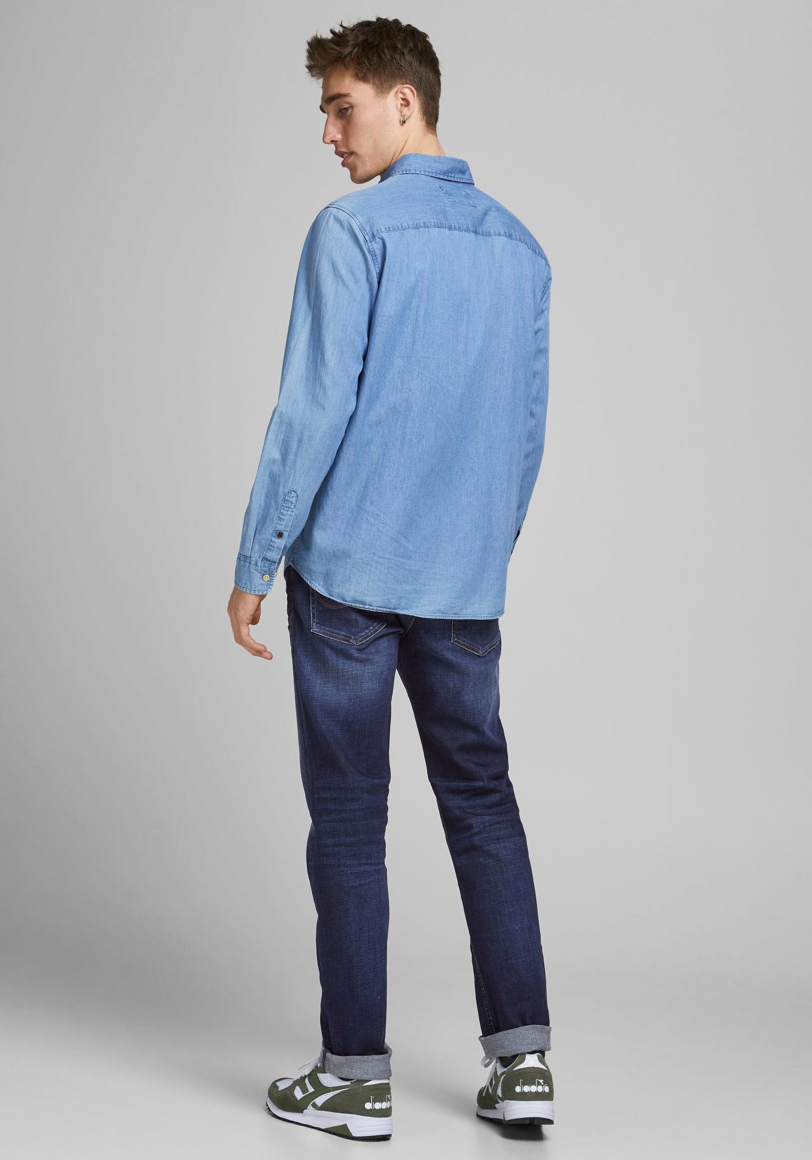 Jack & Jones Regular-fit-Jeans »JJICLARK mit Used-Look und Stretch für den Alltag«, mit Abriebeffekten