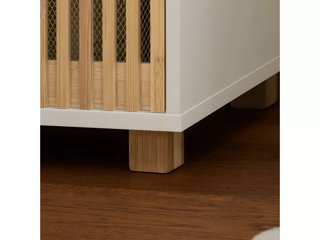 SoBuy Meuble Colonne Armoire de Salle de Bain Étagère Étroite Meuble de Rangement Salle de Bain avec 2 portes, 1 compartiment, Blanc-Naturel, 33 x 33 x 165 cm, BZR127-W