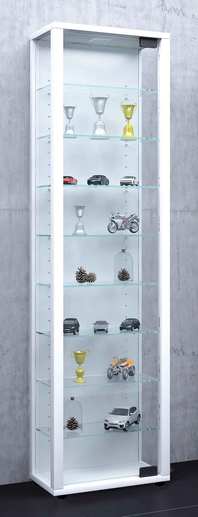 VCM Holz Glas Vitrine Sammelvitrine Glasvitrine Schaukasten Standvitrine Edana Maxi