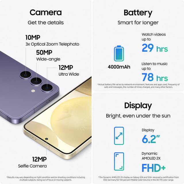Samsung Galaxy S24 5G smartphone 8/128GB Cobalt Violet