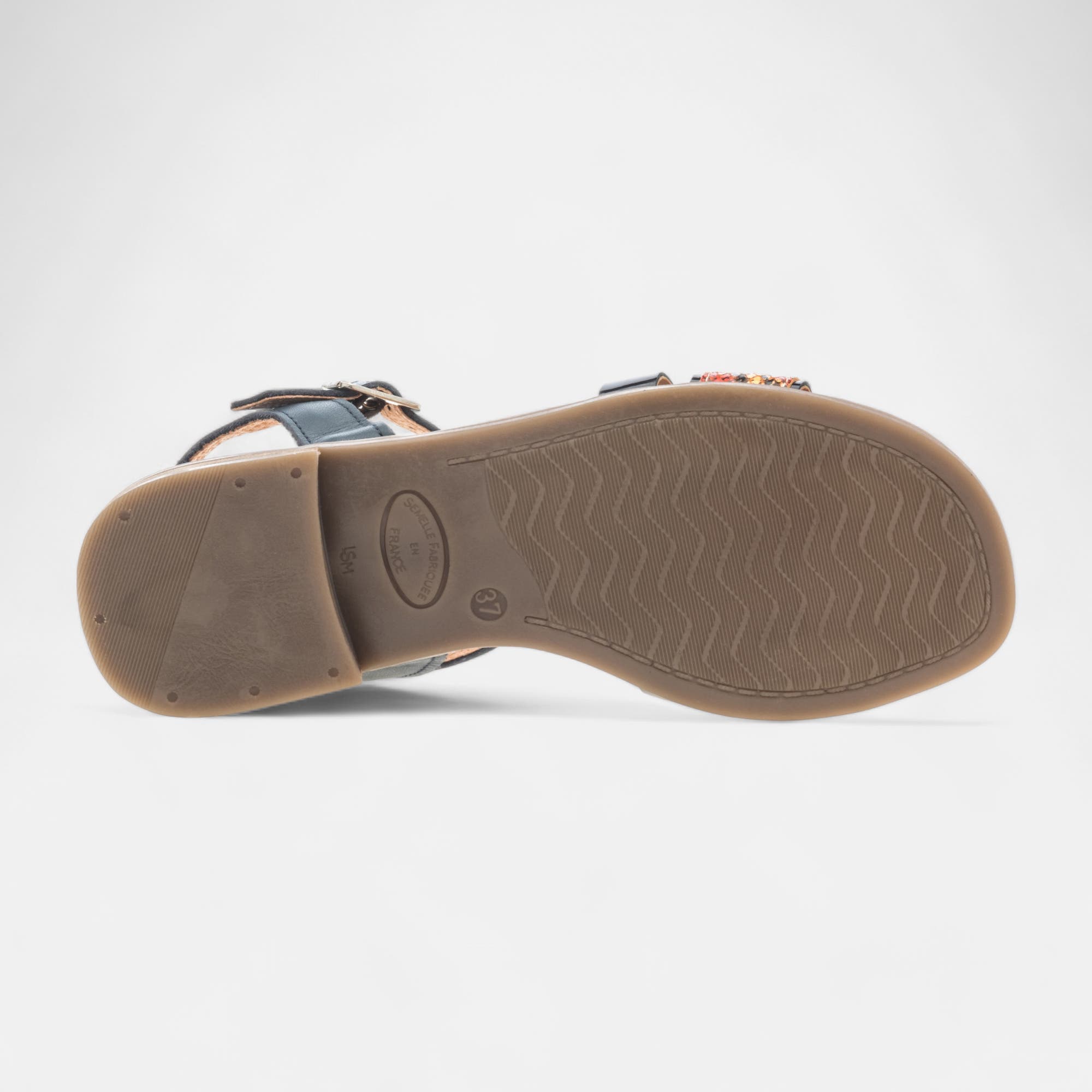 Nu-pieds Femme en cuir bleu marine