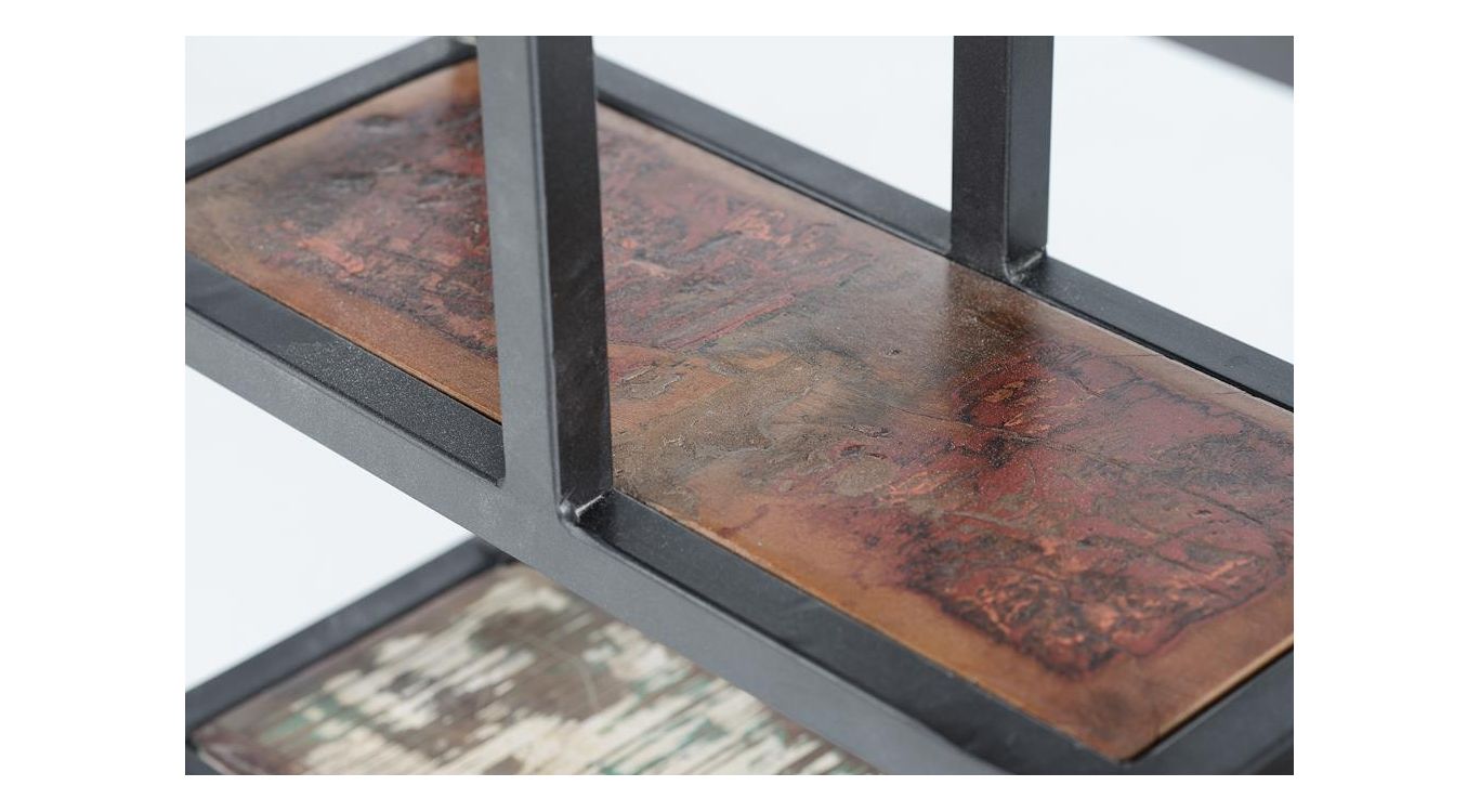 Etagère murale bois, métal marron 80x18x80cm - bois-métal