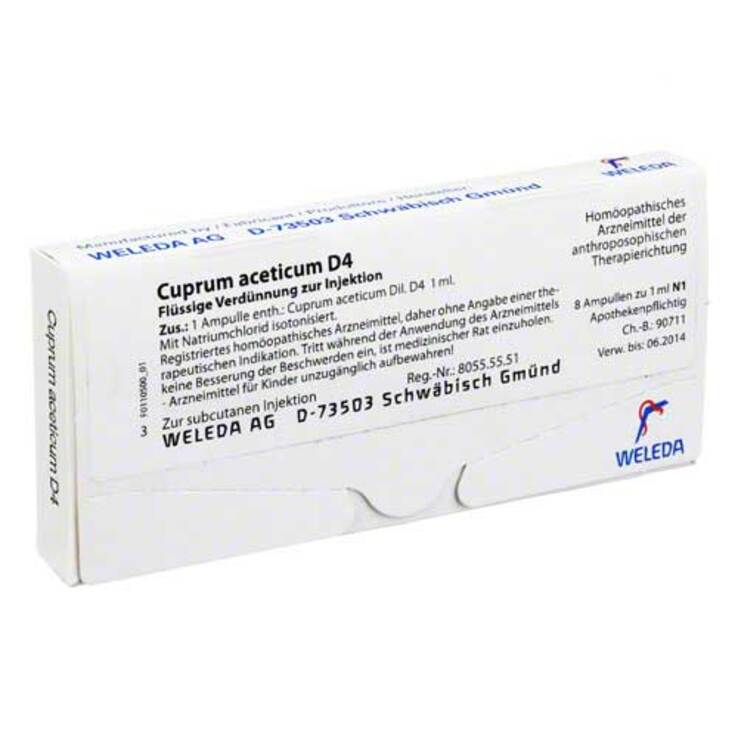Cuprum aceticum D 4 Ampullen, 8X1 ml