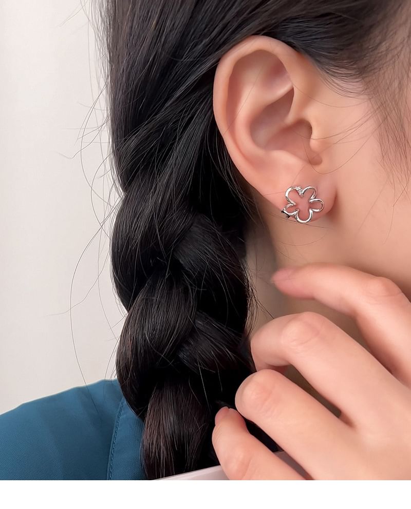 Hansha - 925 Sterling Zilveren Bloemen Oormanchet