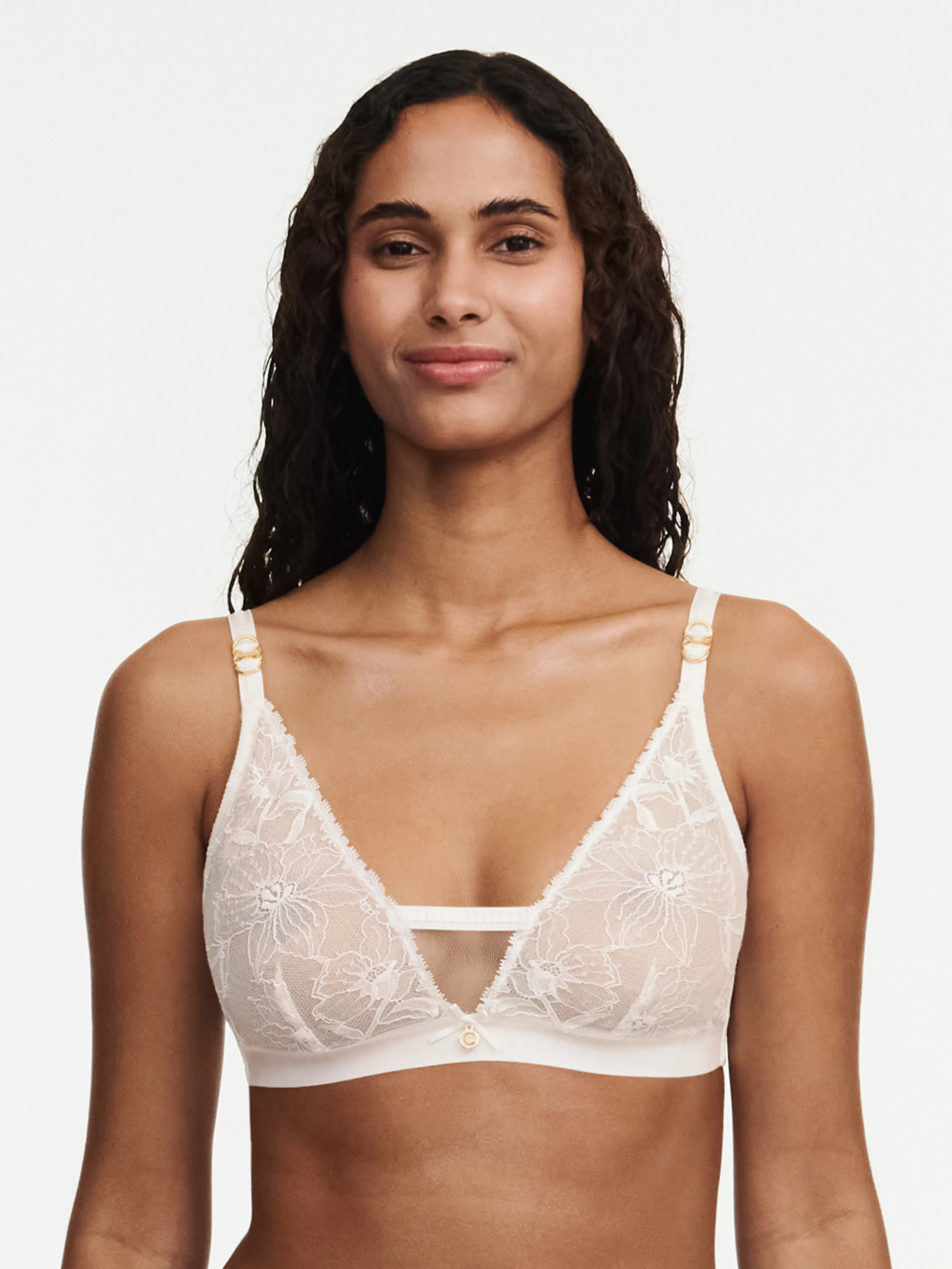 ORCHIDS - Soutien-gorge sans armature triangle avec dentelle de leavers | Beige
