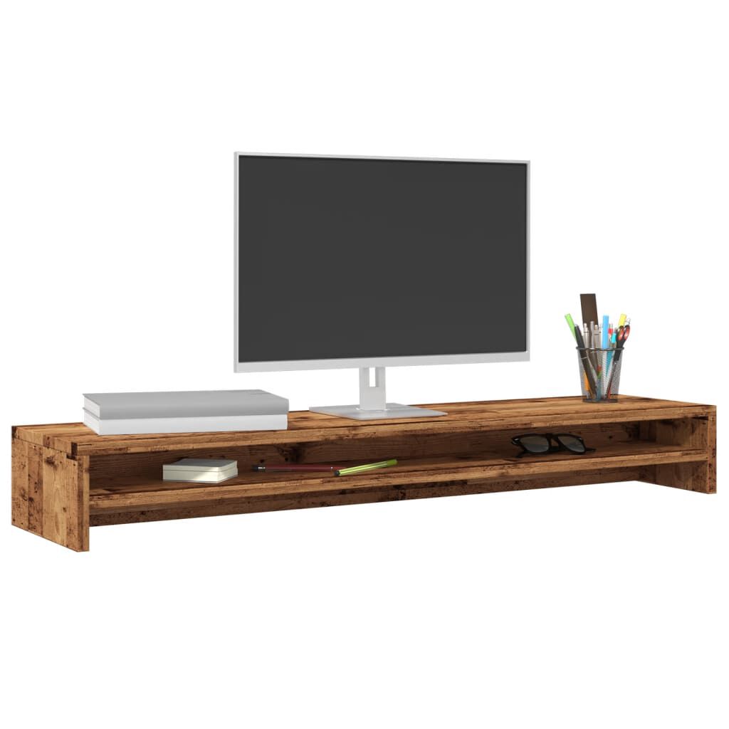 vidaXL Monitorplank, oud houtkleur, 100x24x13 cm